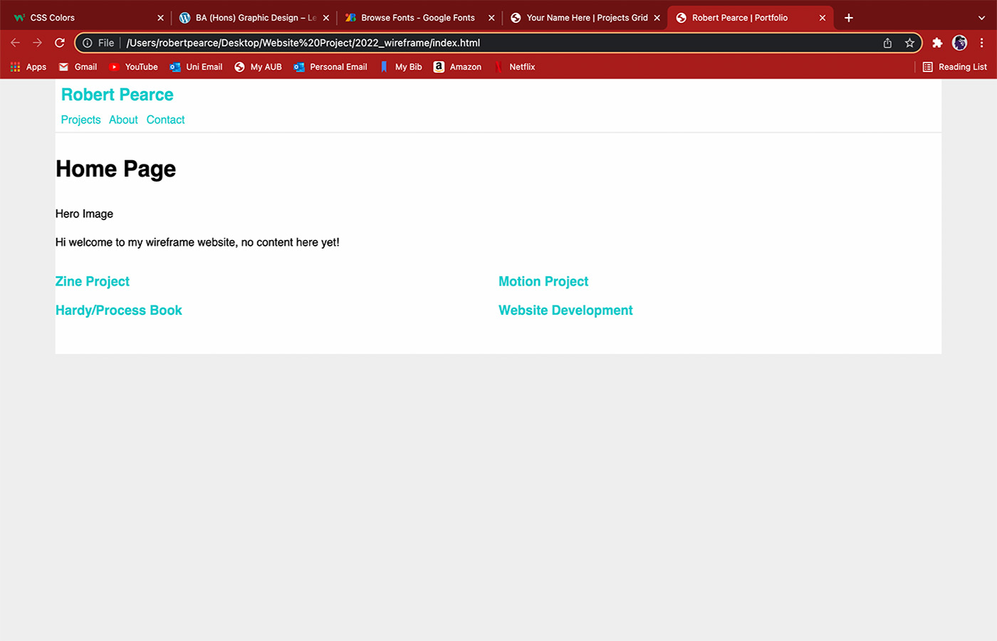 Screenshot of wireframe